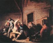 adriaen van ostade Carousing peasants in a tavern. oil